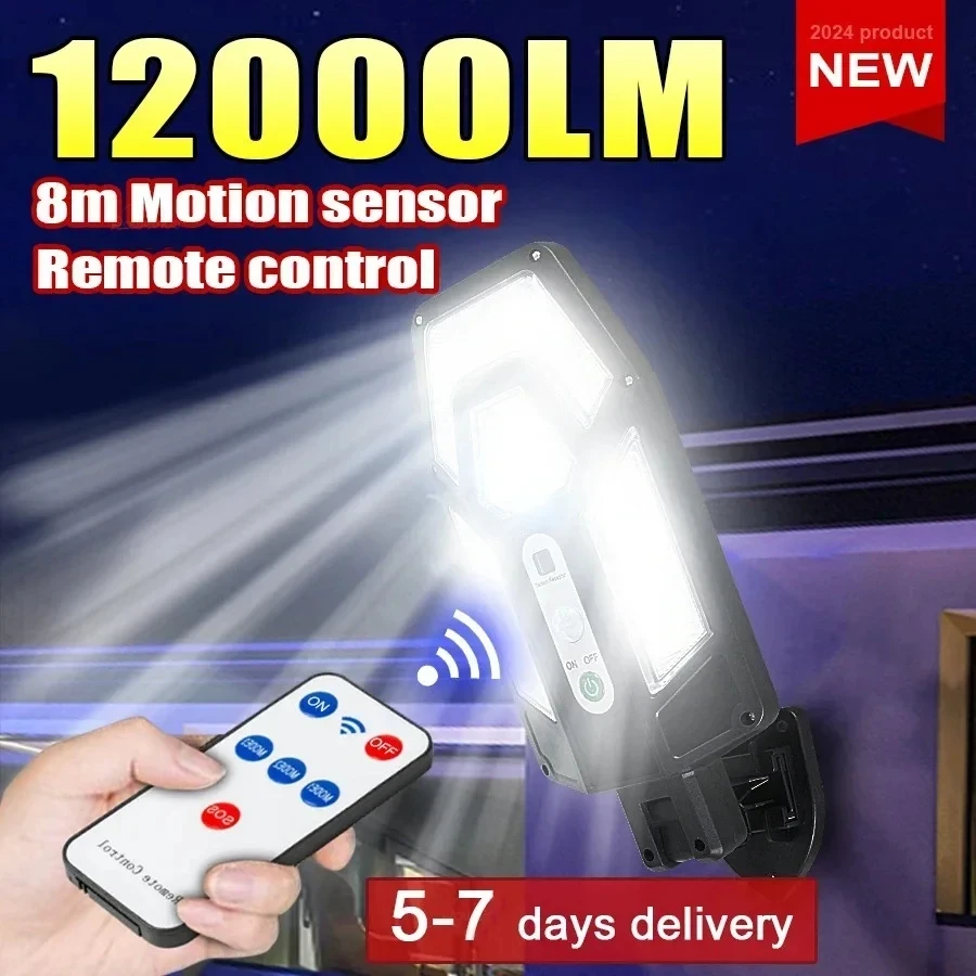 Halo Outdoor Lighting - 12000LM 강력한 태양광 벽등 리모컨 포함