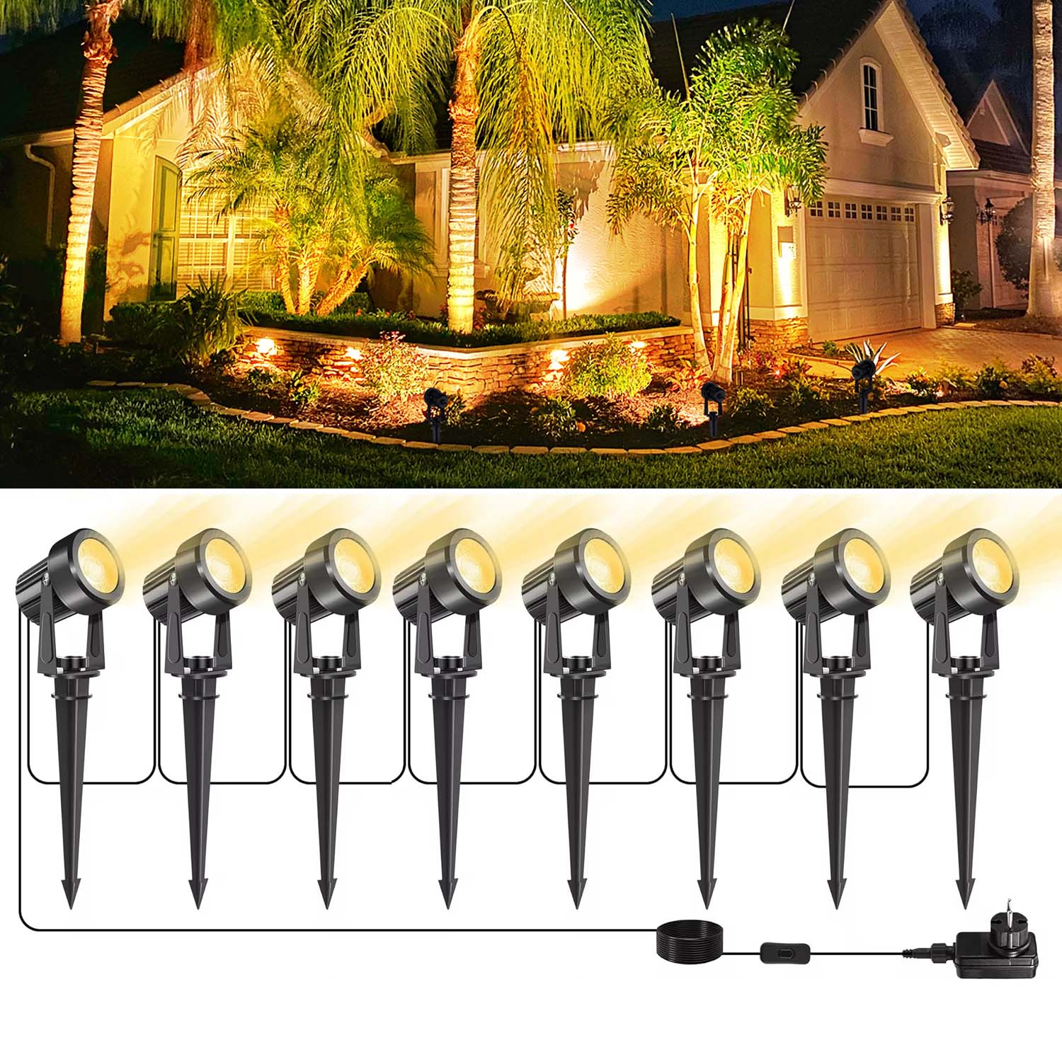 Outdoor Lighting Uk - 4/6/8LEDS 3000K 야외 스포트라이트 풍경 IP65