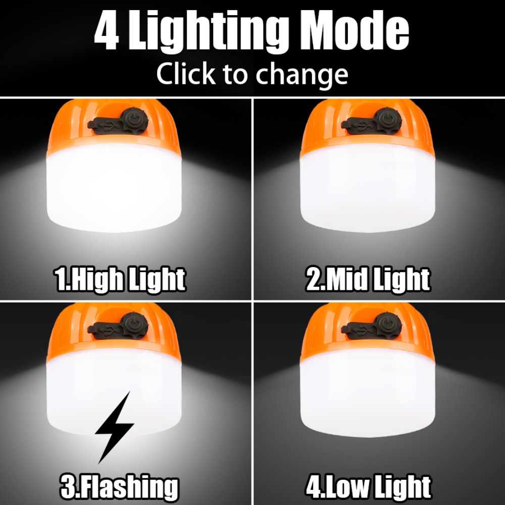 휴대용 미니 캠핑 램프 4가지 조명 모드, 후크 포함, - Outdoor Lighting Lamps 리뷰 및 가격