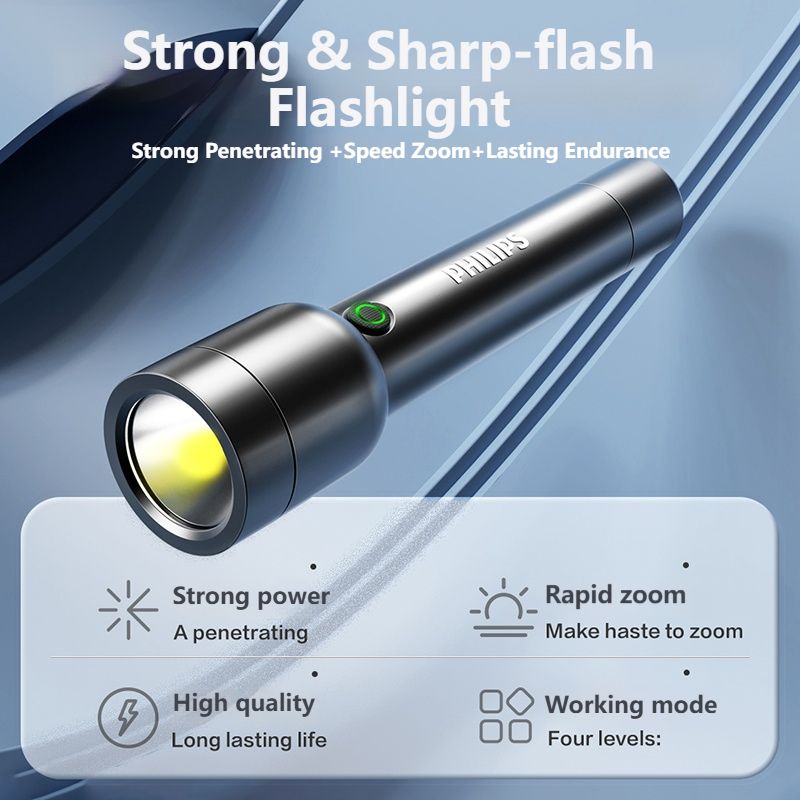 필립스 USB 18650 충전식 배터리 LED 손전등, - Outdoor Lighting Philips 리뷰 및 가격