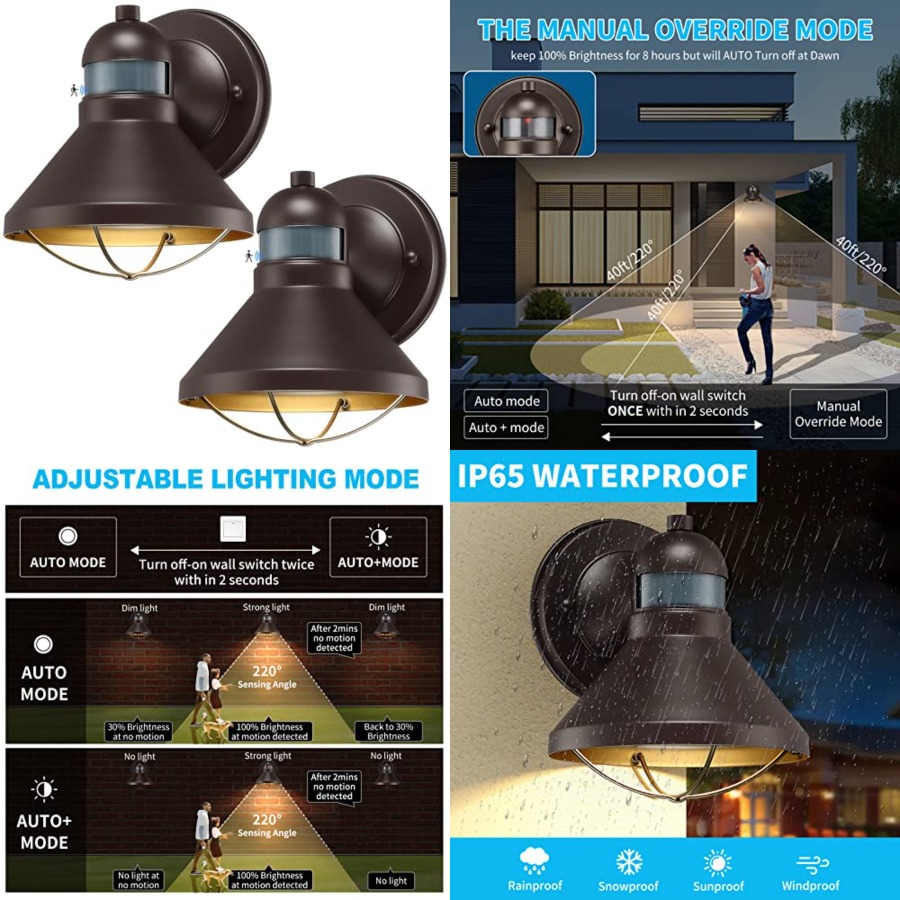 2팩 모션 센서 야외 LED 벽등, 해 질녘부터 새벽까 - Outdoor Lighting With Motion Sensor 리뷰 및 가격