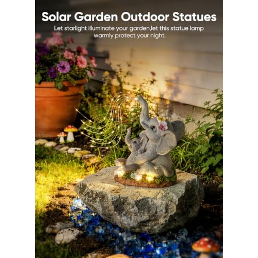 태양광 코끼리 정원 장식 조각상, 다육식물과 물주기 L - Outdoor Lighting Patio 리뷰 및 가격