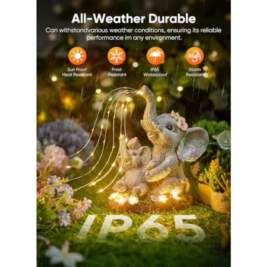 태양광 코끼리 정원 장식 조각상, 다육식물과 물주기 L - Outdoor Lighting Patio 리뷰 및 가격