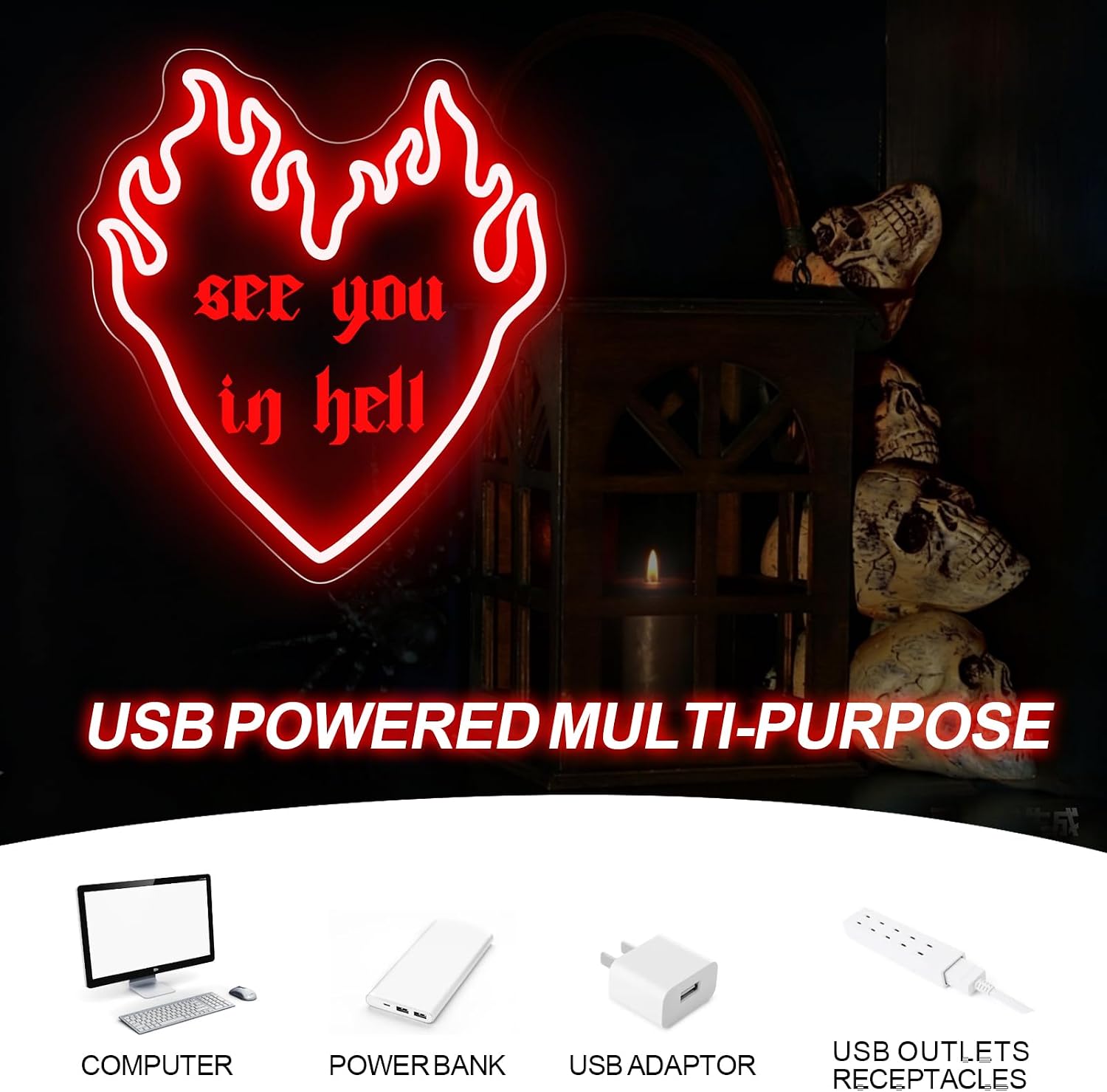 지옥에서 만나요 LED 네온사인 USB 벽등 고딕풍 네 - Outdoor Lighting Quotes 리뷰 및 가격