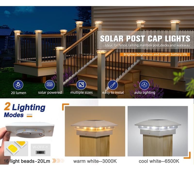 4팩 태양광 포스트 캡 조명 야외용, 16 LED 울타 - Post Cap Light 리뷰 및 가격