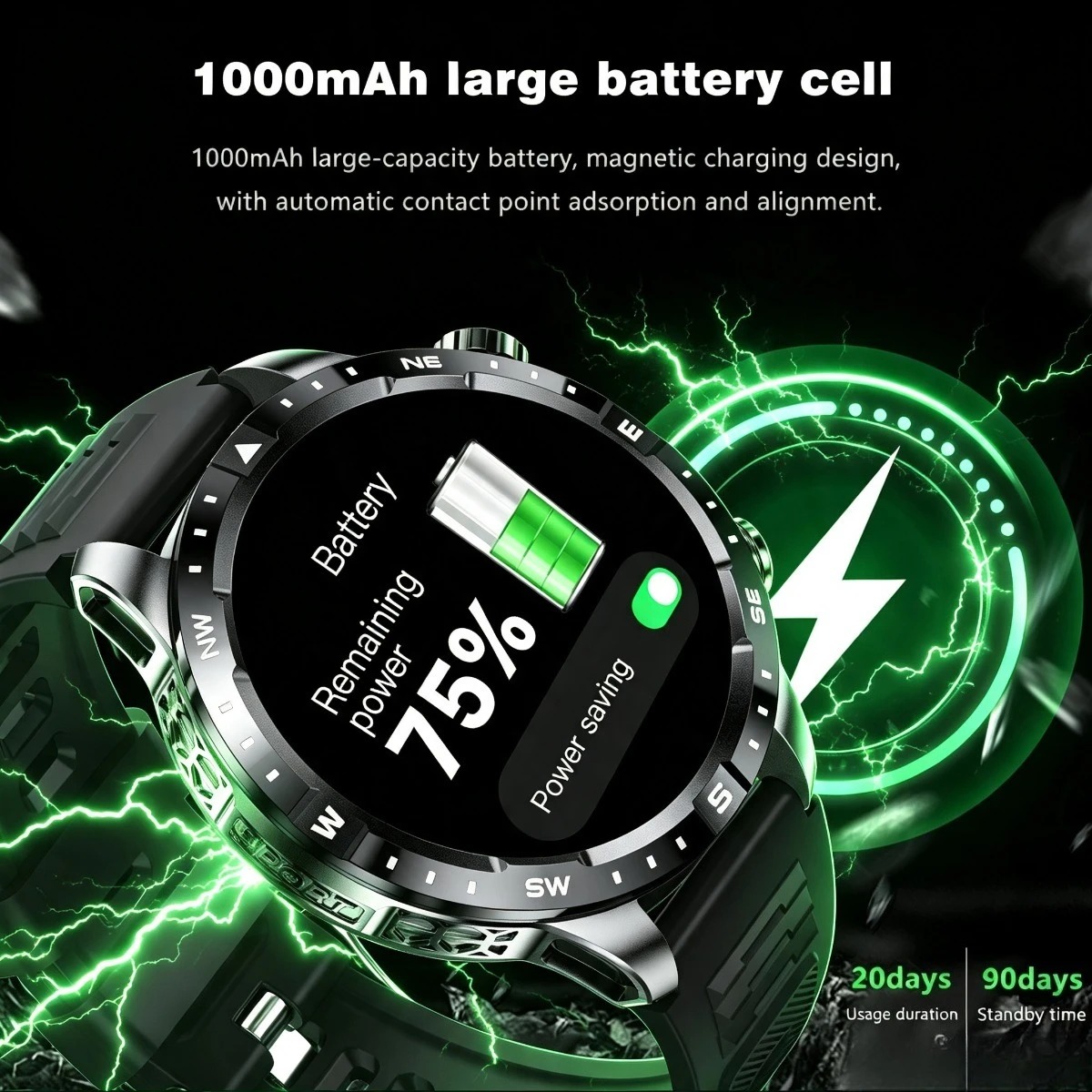 스포츠 스마트워치 남성용:1000mAh 배터리 블루투스 - Outdoor Lighting Ip Rating 리뷰 및 가격