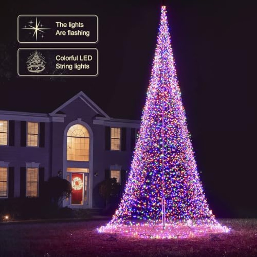 야외용 깃대 LED 크리스마스 트리 33FT 8400  - Outdoor Lighting Install 리뷰 및 가격