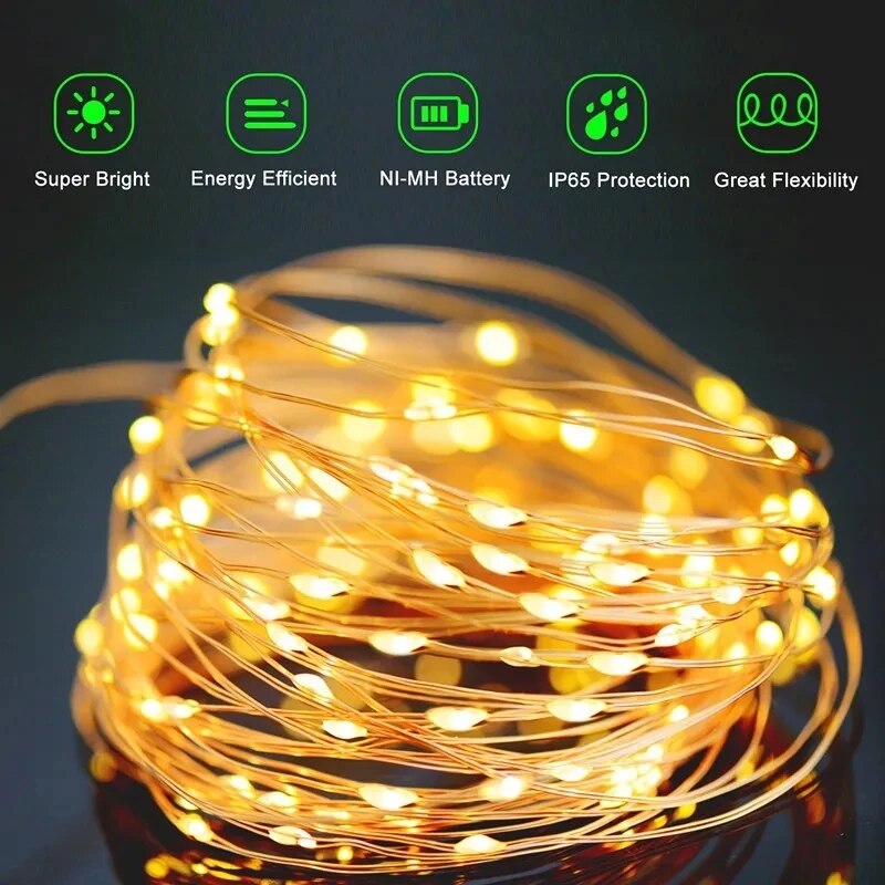 100 LED 태양광 요정 방수 구리 와이어 스트링 조 - Halo Outdoor Lighting 리뷰 및 가격