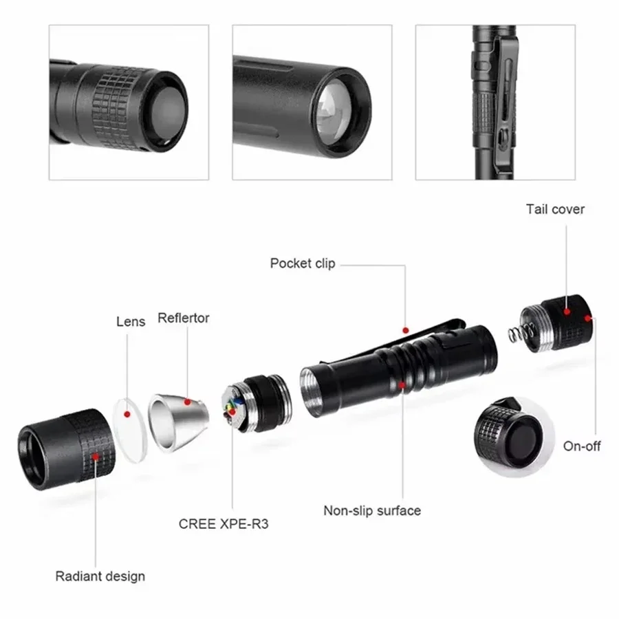 1-4PCS 미니 휴대용 LED 펜 라이트 포켓 야외  - Outdoor Lighting House 리뷰 및 가격