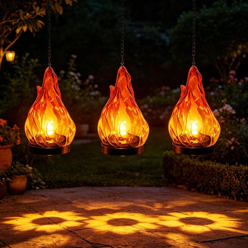 태양열 불꽃 모양 걸이형 랜턴 조명 IP65 방수 깜빡 - Outdoor Lighting Patio 리뷰 및 가격