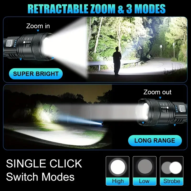 전술용 LED 손전등 2000LM USB 충전식 방수  - Outdoor Lighting Ideas For Party 리뷰 및 가격