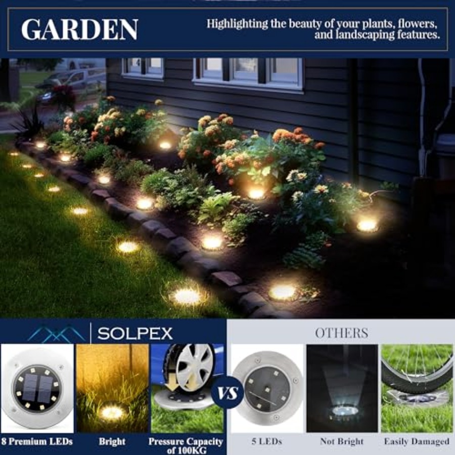 태양광 지상등 태양광 조명 야외 방수 8 LED 태양열 - Outdoor Lighting Patio 리뷰 및 가격